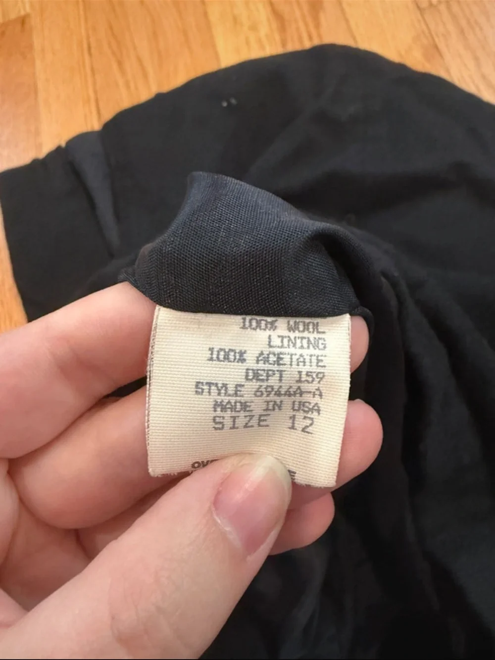 Vintage black wool